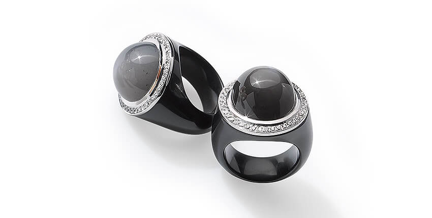 Moonlight-Ringe mit schwarzem Mondstein