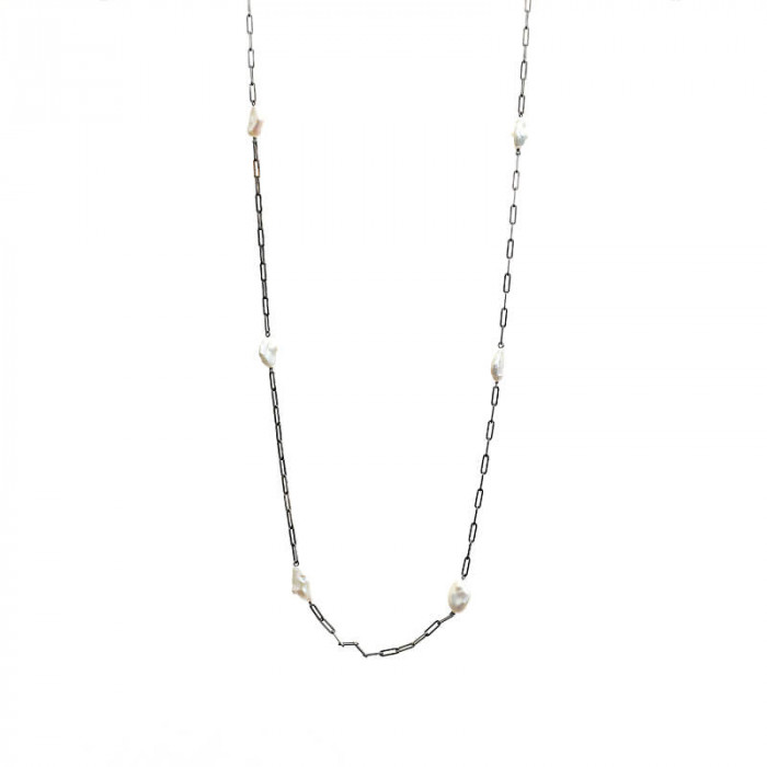 Kette Twiggy Silber rhodiniert mit Süßwasserperlen