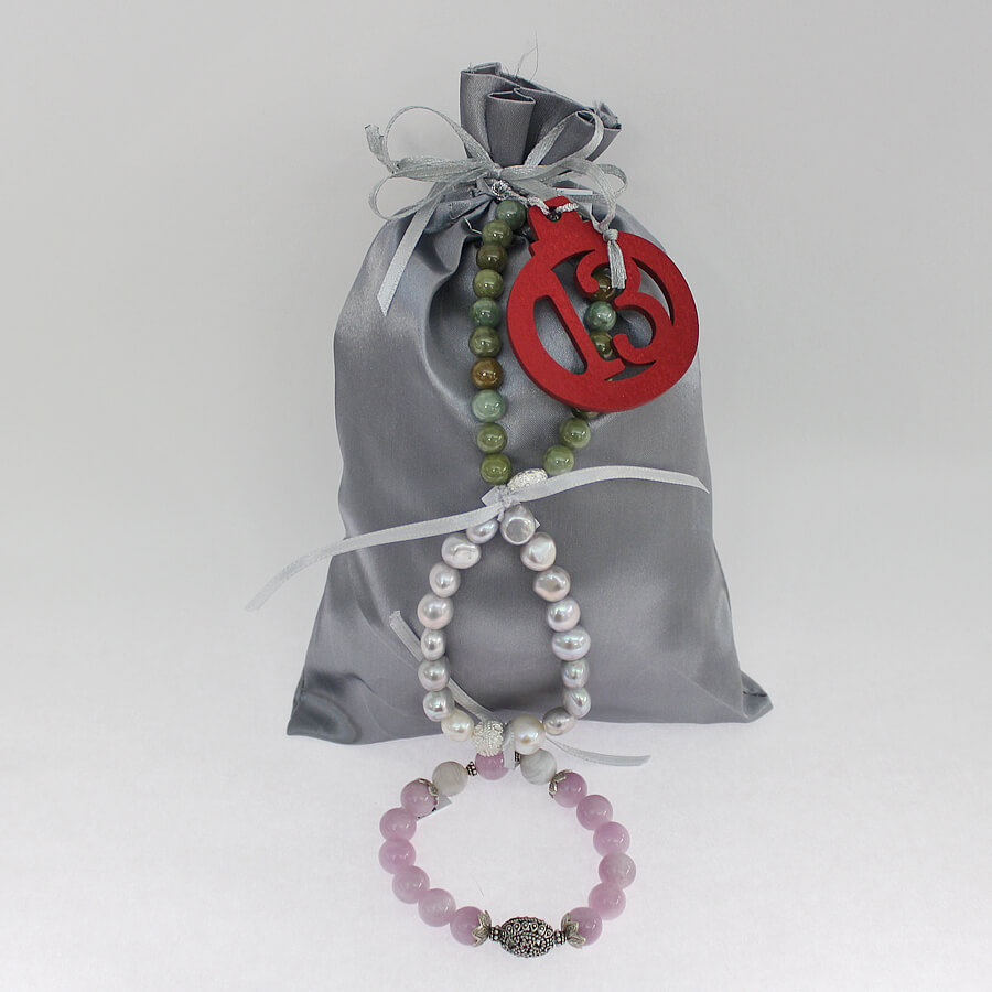 Armbänder mit grüner Jade, grauen Perlen oder roséfarbenem Kunzit, Armbänder
