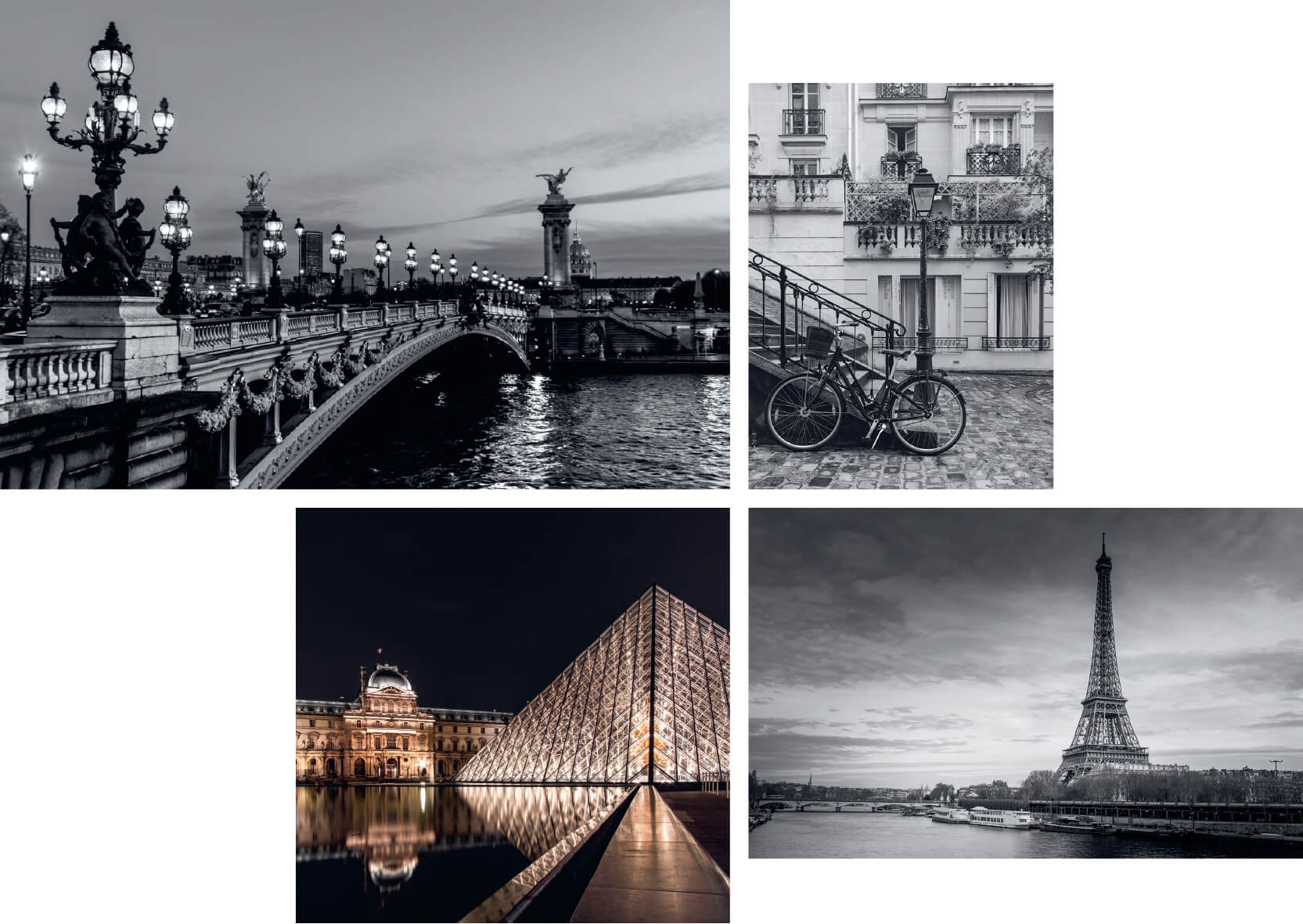 Paris - Stadt der Liebe mit Louvre, Pont Neuf, Eiffelturm